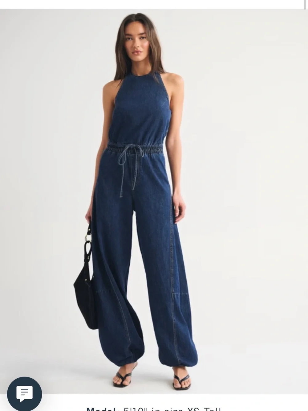 Abercrombie & Fitch Dark Indigo Halter Denim Jumpsuit